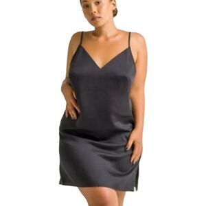 ettitude Sateen Slip Dress - Size Small - Onyx